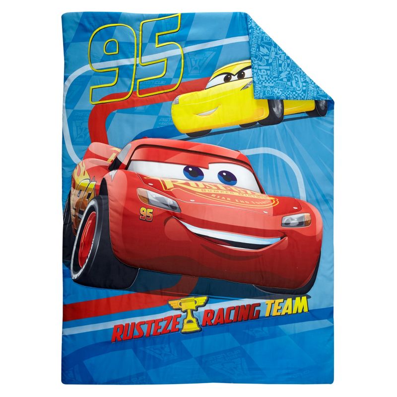 Disney Cars Rusteze Racing Team Blue, Red , and Yellow Amigo Cruz Ramirez and Jackson Storm 4 Piece Toddler Bed Set, 2 of 7