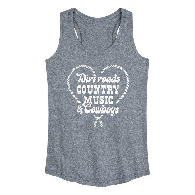 Women's - Instant Message - Dirt Roads, Country Music, & Cowboys Graphic Racerback Tank