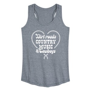 Women's - Instant Message - Dirt Roads, Country Music, & Cowboys Graphic Racerback Tank - 1 of 4