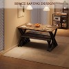 Jojoka Z-Shaped Leg Kitchen Table Set with 2 Upholstered Benches Dining Table Set for 4, , 3 Piece Dining Table Set for Kitchen - 2 of 4
