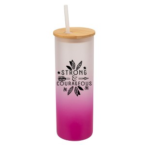 Elanze Designs Strong & Courageous Arrow Flowers Wrap-Around Design 25 Ounce Frosted Gradient Glass On-The-Go Coffee Travel Skinny Tumbler Mug Cup, - 1 of 1