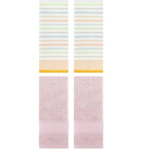 REGALWOVEN 4 Pcs Cotton Soft Comfortable Absorbent Striped Hand Towel - 1 of 4