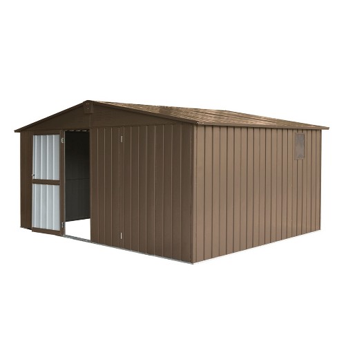 NicBex Metal Outdoor Storage Shed with Lockable Doors and Windows to Store Car,Bike,Garbage Can for Garden/Patio/Backyard,Brown - image 1 of 4