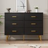 Modern 6 Drawer Dresser with Storage Space, Wooden Dresser with Gold Handles, Chest Dresser with Deep Drawers for Bedroom, Living Room, Office - 3 of 4