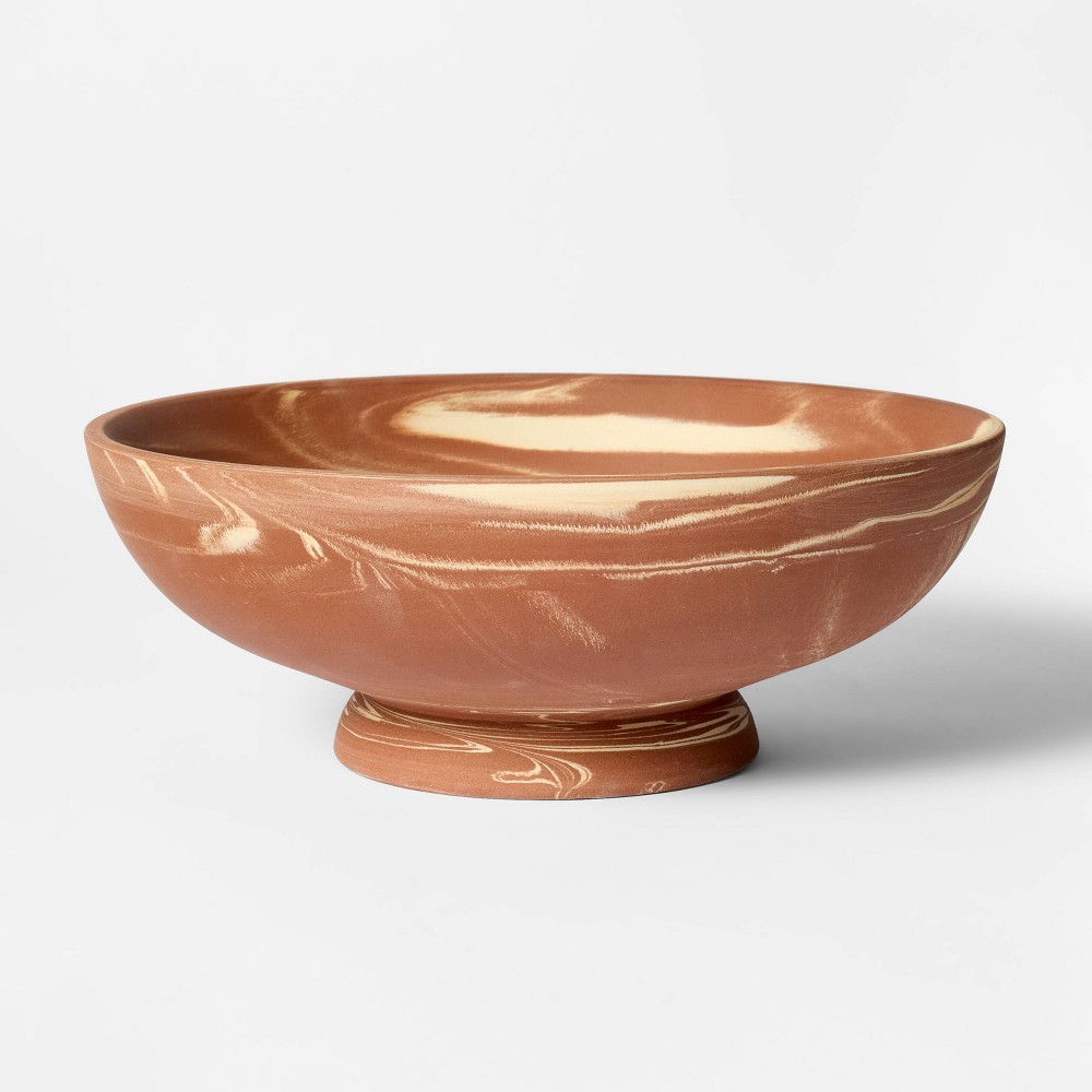 Photos - Other interior and decor 10.25" x 3.87" Marbled Ceramic Decorative Bowl Rust - Threshold™ designed