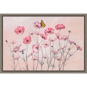 Amanti Art Cosmos Flowers and Butterfly by Lydia Jacobs Canvas Wall Art Print Framed 23 x 16-in. - 1 of 4