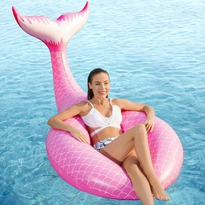 Jasonwell Giant Inflatable Mermaid Tail Pool Float – Pink Summer Party Raft for Kids & Adults, Large with Fast Valves - 1 of 4
