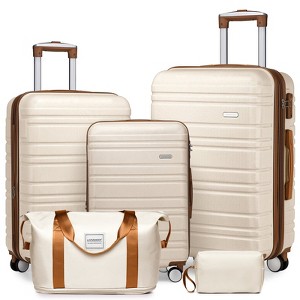 MOEPISY Luggage Sets 5 Piece with Duffel Bags, Hardside Expandable Suitcases with Spinner Wheels, Cream - 1 of 4