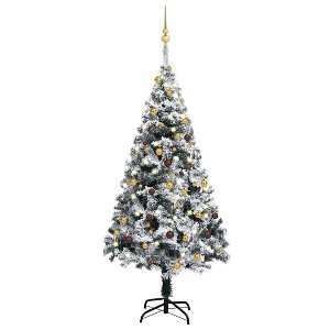 Artificial Christmas Tree Green with white snow effect PVC 59 in - 1 of 4