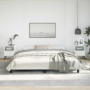 Bed Frame White Faux leather, plywood, engineered wood King - 1 of 4