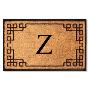 A1HC Bordered Designed Natural Coir & Rubber Monogrammed Doormat, Heavy Duty, Non-Slip Entry Mat - 1 of 4