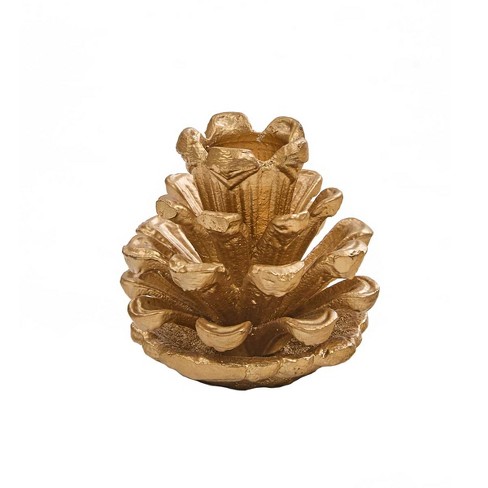 Patricia Heaton Home Gold Pinecone Taper Holder 2.5" - Set of Four - image 1 of 3