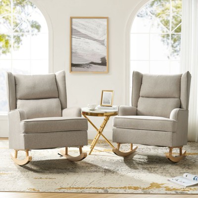 Adrian Modern Rocking Chair with Solid Wooden legs Set of 2|HULALA HOME-LINEN