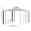 10' x 10' Patio Gazebo, Double Roof Outdoor Gazebo Canopy Shelter with Netting, Steel Corner Frame for Garden, Lawn and Deck - 4 of 4