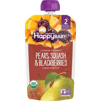 HappyBaby Clearly Crafted Pears Squash & Blackberries Baby Food - 4oz