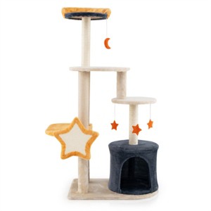 FURNIinspire Pet Tower 50” Cat Tree Corner Cat Tree Tower Cat Tower with Scratching Post, Cat Stand for Indoor Kitty, White, 24"*16"*50" - 1 of 4