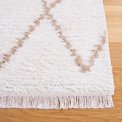 Ivory Beige Synthetic Flat Woven Square Area Rug