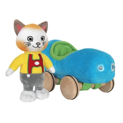 Yottoy Huckle Cat Soft Toy 7.5” with Blue Car