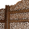 Traditional Wood Carved Pattern Room Divider Screen Brown - Olivia & May - 4 of 4
