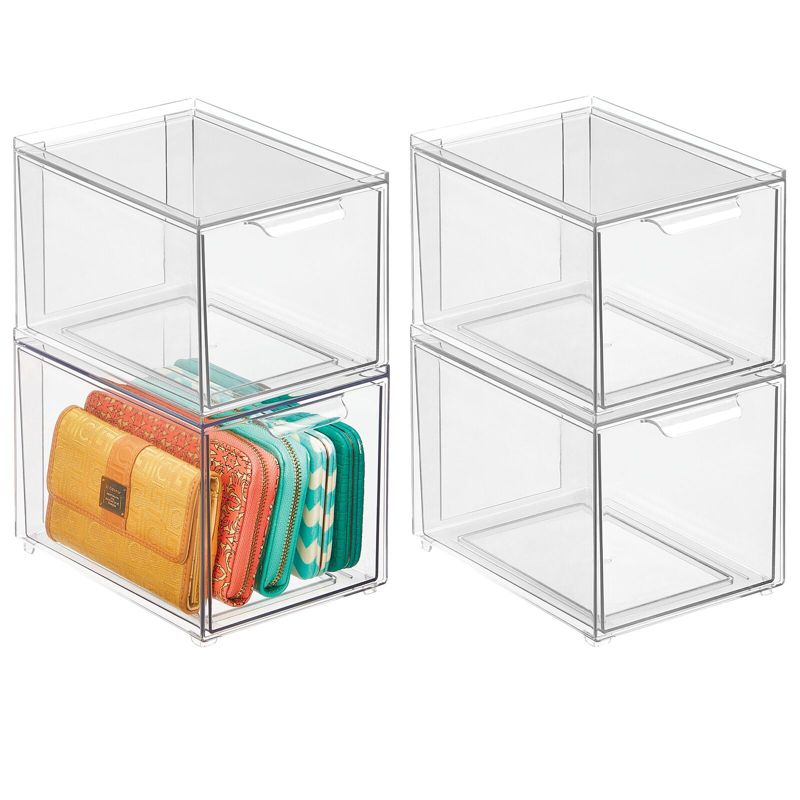 mDesign Stackable Plastic Storage Closet Bin Boxes with Pull-Out Drawers, 1 of 9