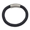 Black Bow Jewelry 7.8mm Stainless Steel Dark Gray Leather Braided Bracelet, 8.25 Inch - 2 of 4