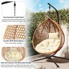 Outdoor Rattan Hammock Swing Chair with Cushion,Wicker Hanging Egg Chair with Stand,Indoor Swing Chair for Balcony Bedroom Garden-Coolbibila - 3 of 4