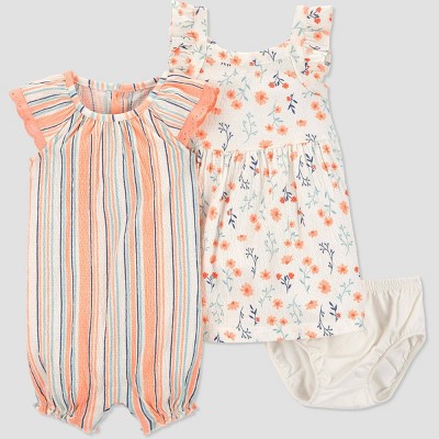 Image of Baby Girls' 2pk Striped Floral Romper - Just One You® made by carter's