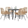 vidaXL Patio Dining Set with Cushions Garden Table and Chairs Poly Rattan Glass - Brown 31.5" x 31.5" x 29.1" 4 Items - 2 of 4