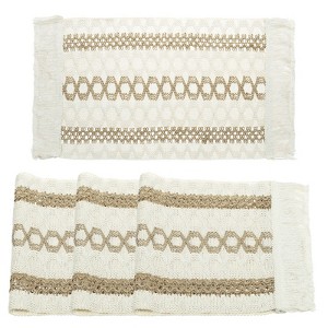 Unique Bargains Cotton Woven Vintage Kitchen Absorbent Coasters with Tassels - 1 of 4