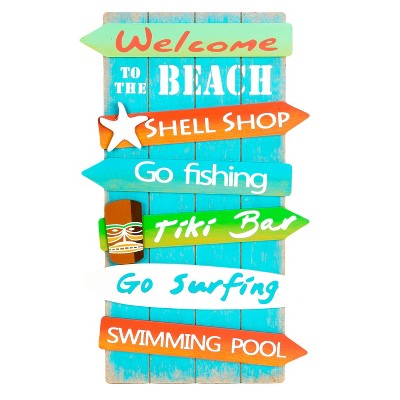 Beachcombers Direction Arrows Coastal Plaque Sign Wall Hanging Decor Decoration For The Beach 16 x 0.5 x 10 Inches.