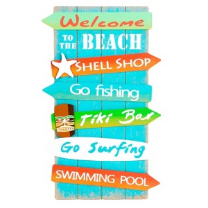 Beachcombers Direction Arrows Coastal Plaque Sign Wall Hanging Decor Decoration For The Beach 16 x 0.5 x 10 Inches. - 1 of 2