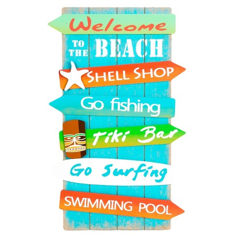 Beachcombers Direction Arrows Coastal Plaque Sign Wall Hanging Decor Decoration For The Beach 16 x 0.5 x 10 Inches. - image 1 of 2