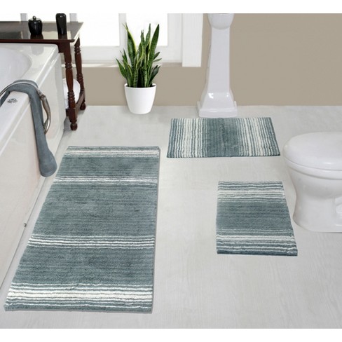 J&V Textiles 15 x 27 Non Skid Oval Bubble Bath Mat - Grey