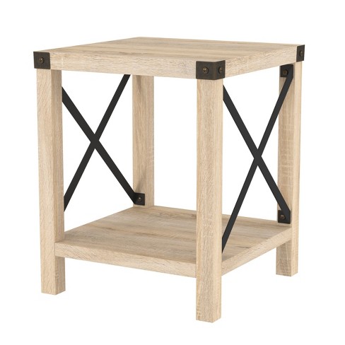 Sophie Rustic Industrial X Frame Side Table White Oak - Saracina