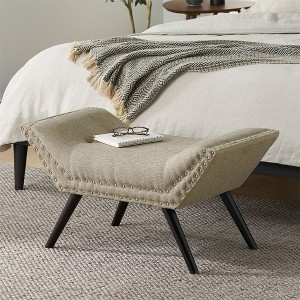 Tufted Fabric Ottoman, Accent Bench With Rivet Nail Decoration, Sloping End,35.50” W x 16.50” D x 18.75” H(2.96*1.38*1.56ft) - 1 of 4
