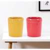 HomeRoots Set of Two Pink And Yellow Ceramic Rectangular Cachepots - 2 of 4