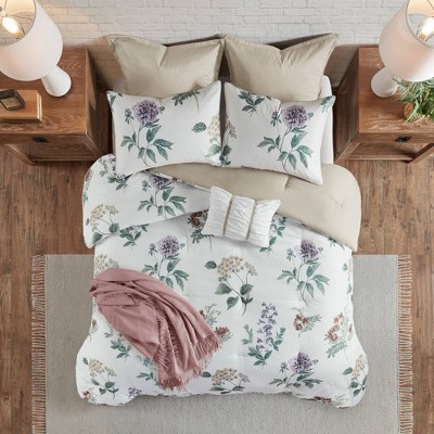 Blush Floral Microfiber 7-Piece Full Bedspread Set