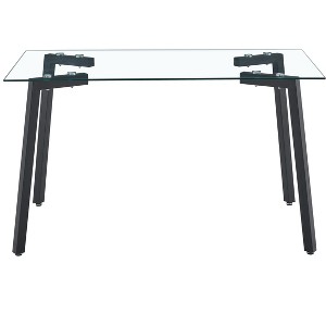 Okak Modern Dining Table Rectangle Glass Dining Table for Kitchen Living Room, Dining Room - 1 of 4