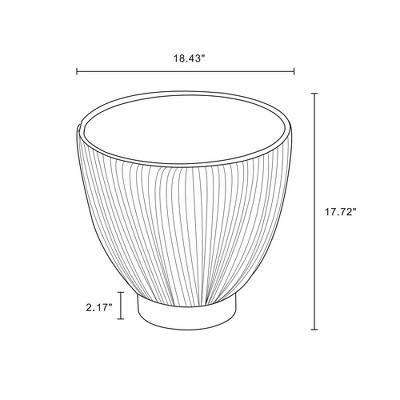 Tiny Round Ridged Stone and Metal Accent Table