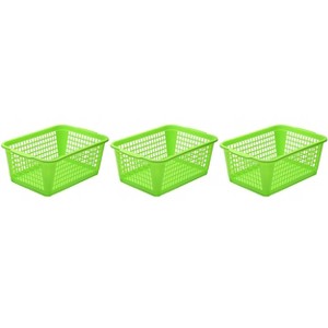 YBM HOME Plastic Perforated Storage Basket Bin Office Drawer, Shelf Desktop CountertopTray Organizer 32-1184, Pack of 3 - 1 of 4