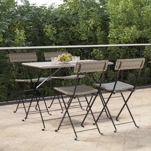 vidaXL Folding Bistro Chairs 4 pcs Gray Poly Rattan and Steel - 1 of 4