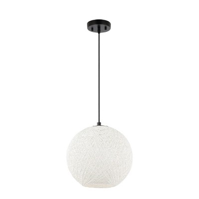 White Bohemian Woven Globe LED Pendant Light