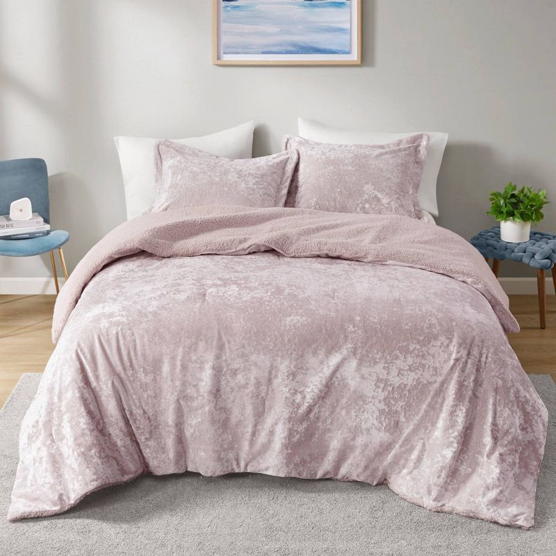 Arabella Reversible Crushed Velvet to Faux Shearling Soft Teen Comforter Set - Intelligent Design, 3 of 11