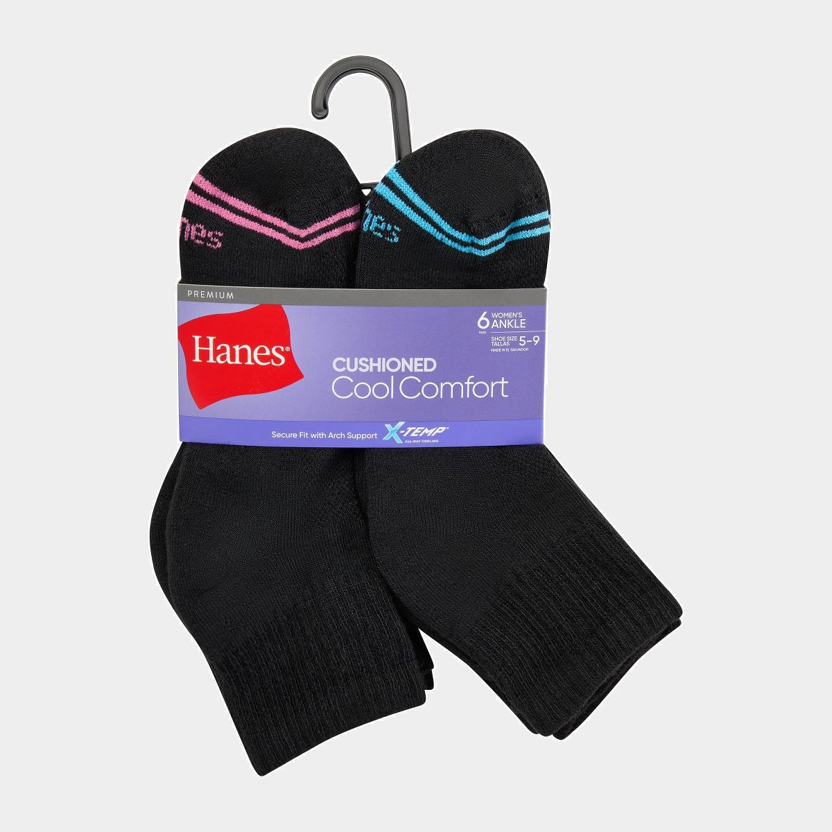 Hanes Premium Women's 6pk Cool Comfort Cushioned Ankle Socks - thumbnail 2
