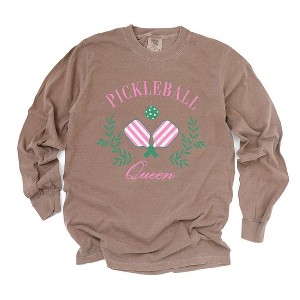 Simply Sage Market Women's Pickleball Queen Long Sleeve Garment Dyed Tee - 1 of 4