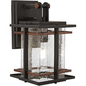Minka Lavery Industrial Outdoor Wall Light Fixture Black Antique Copper 11 1/4" Clear Seeded Glass for Post Exterior Porch Patio - 1 of 2