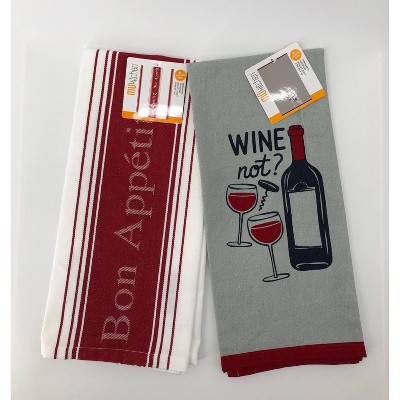 2pk Designer Wine Print Kitchen Towels - MU Kitchen