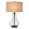 Hudson and Canal 23" Tall Table Lamp with Seeded Glass Fabric Shade - 3 of 4