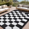 Outdoor Checkerboard Picnic Mat Modern Lightweight Woven Plastic Straw Rug Low Pile Erasable Carpet for Camping Garden Backyard - 2 of 4