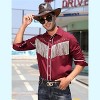 Clearlove Men’s Western Slim Fit Denim Shirt with Long Sleeves, Fringe Detailing, and Rose Embroidery - 3 of 4